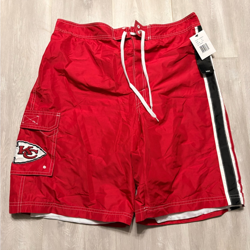 NFL Red Swim Trunks with Team Logo